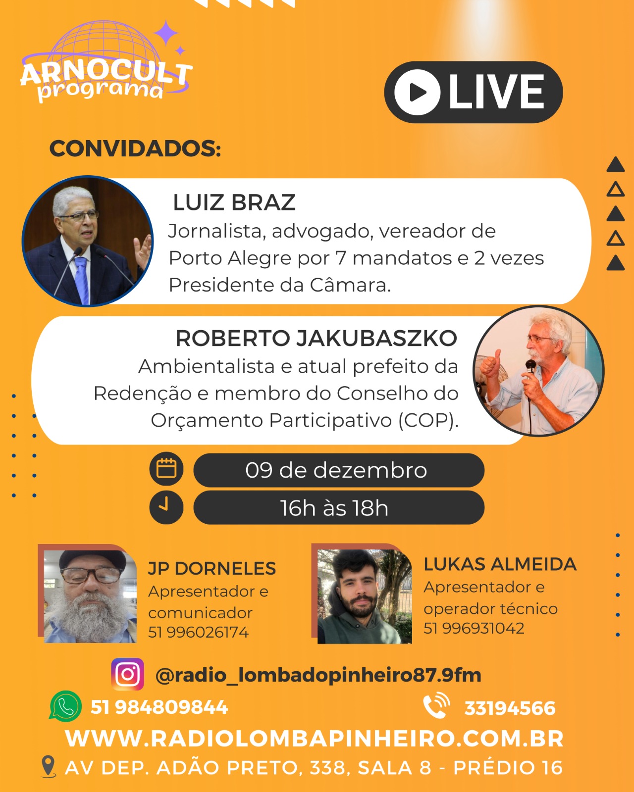 Bate papo sobre Porto Alegre - Luiz Braz e Roberto Jakubaszko